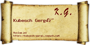 Kubesch Gergő névjegykártya